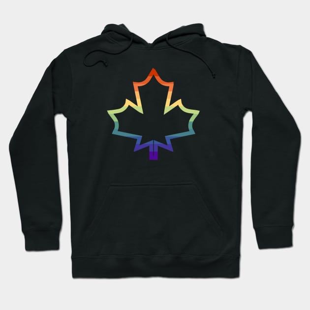 Muted Rainbow Gay Pride Maple Leaf Outline Hoodie by Muzehack